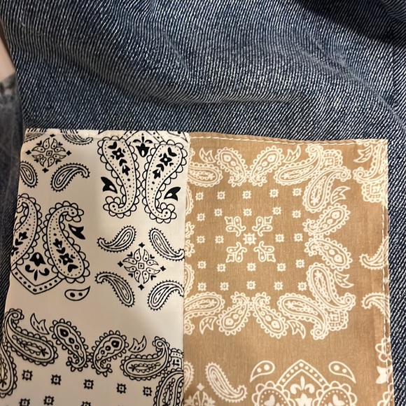 Simple Society Baggy Super High Rise Denim Jeans with Handkerchief Patchwork - Picture 8 of 9